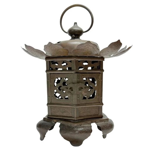 Monumentale antike japanische Bronze Tempellaterne (Tsuri-Tōrō) – Meiji-Zeit – ca. 1900