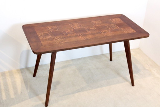 Eikenhouten Koffietafel met fineer inleg