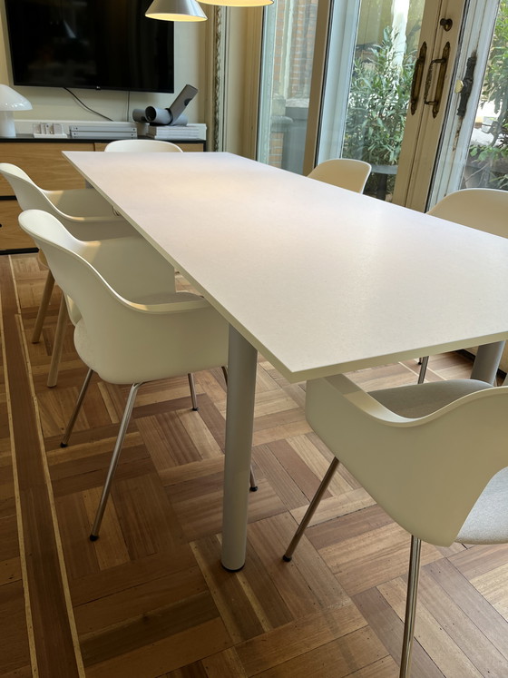 Image 1 of HAY Annex Overhang Tafel 240 x 90 cm mit cremefarbenem Baumwollblatt + eloxierten Beinen