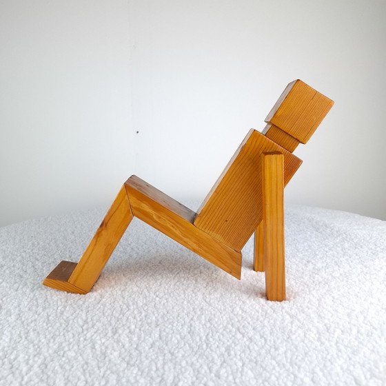 Figura geometrica minimalista vintage in legno di pino, Sculture, Marrone (foto 5 di 14)