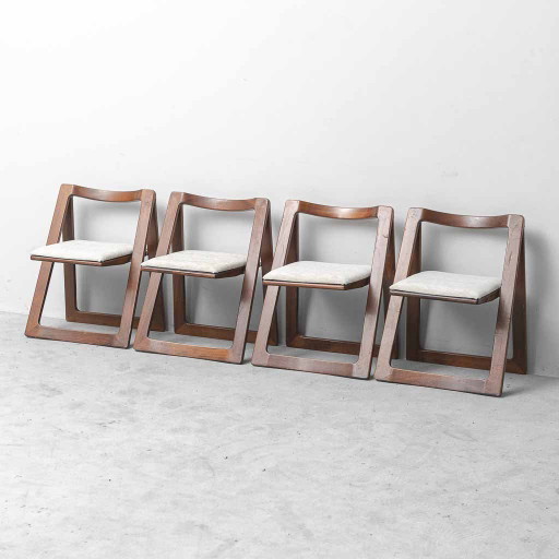 Set di 4 Sedie Pieghevoli Trieste di Jacober & Bazzani, Vintage Anni '70 Antiquariato Moderno
