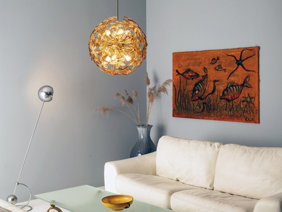 Image 1 of Peces voladores, pintura textil, 1974