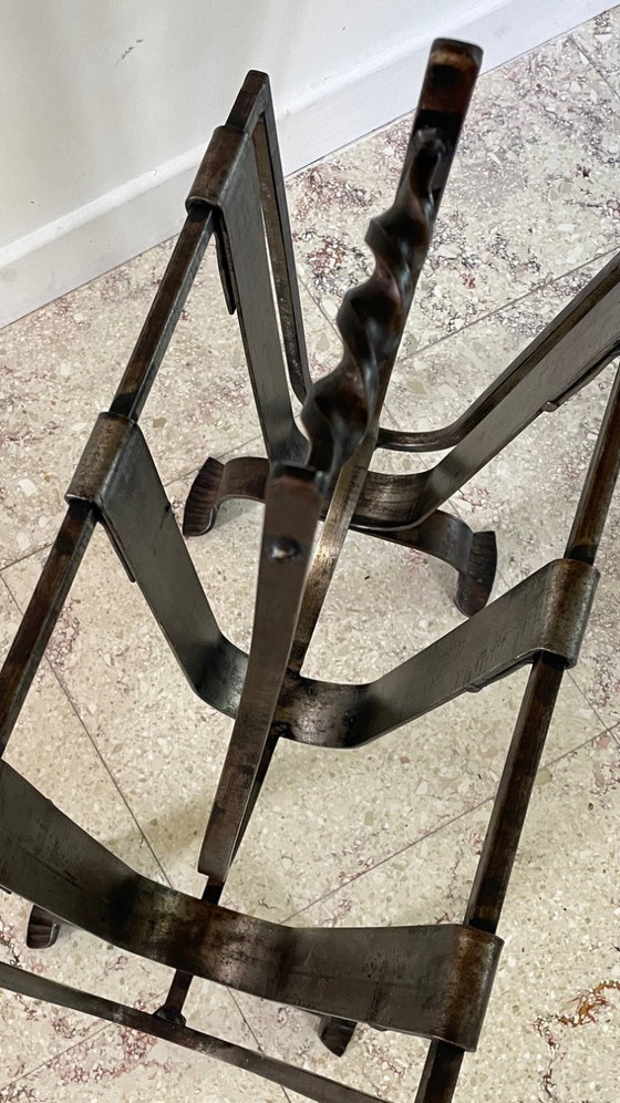 Image 1 of Vintage Brutalist Steel Magazine Rack