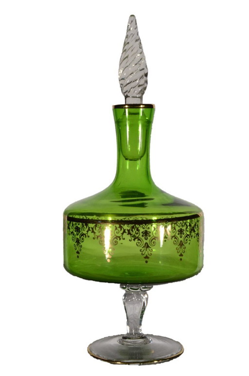 Jarra italiana verde, cristal Artistiche, 12x30cm