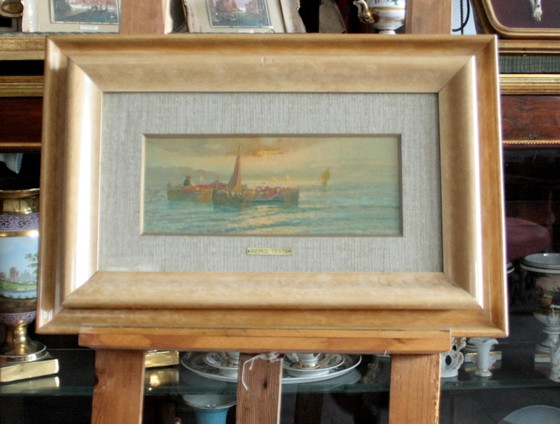 Image 1 of Remo Testa, paire de paysages, marine et campagne, milieu du 20e siècle, Italie