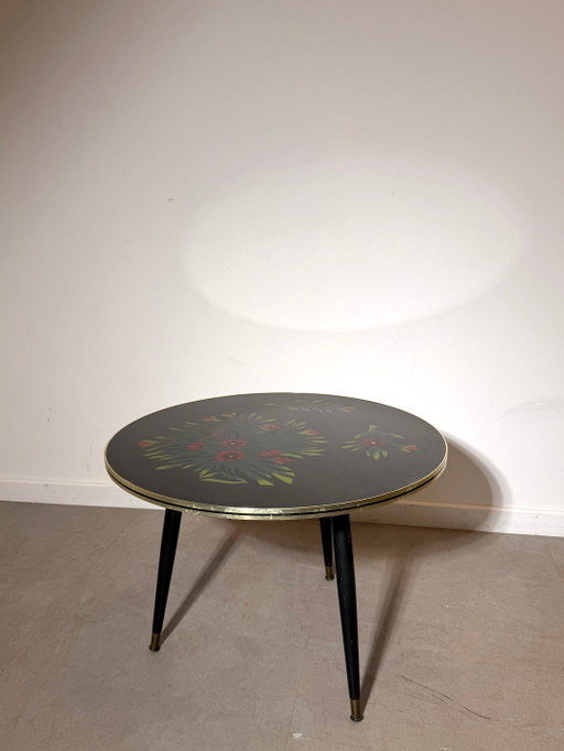 Table basse ronde vintage du milieu du siècle – salontafels