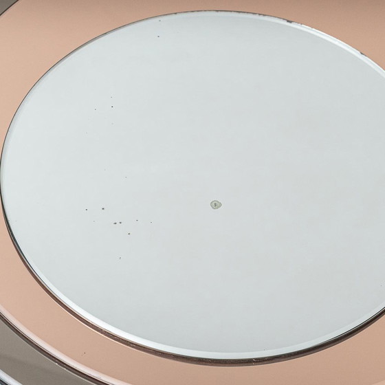 Vintage round mirror with concentric smoked circles Italian design 1970s – Glass (photo 4 of 8)