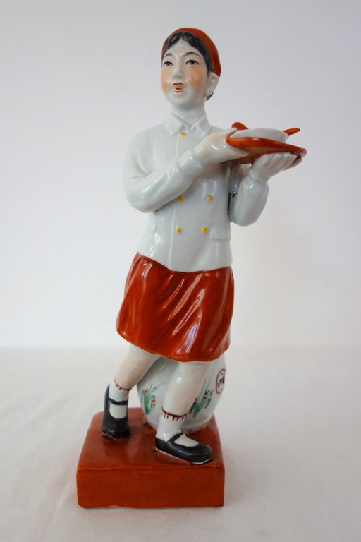 Estatua femenina de porcelana china con forma de galleta - Revolución Cultural n.° 15