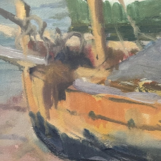 Jules Van De Leene, Stranded Boats, Gouache, 1920s – Paintings & Drawings (photo 4 of 12)
