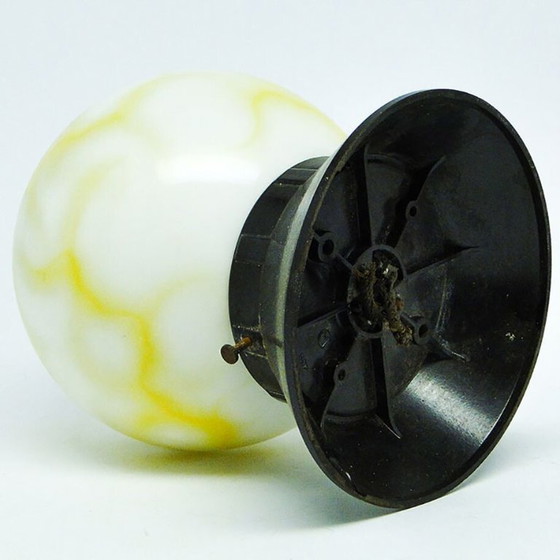 Art Deco Ceiling Lamp with Glass Shade from Polam, Poland, 1950s – Ceiling lights, Metal (photo 7 of 8)