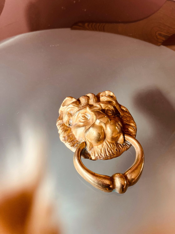 Image 1 of Battente per porta/gancio portasciugamani in ottone a forma di leone