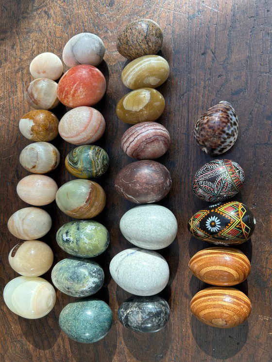 Bowl 29 Decorative Eggs (Natural Stone, Wood, Shell Egg), Decorative Objects, Multi Color (photo 9 of 13)