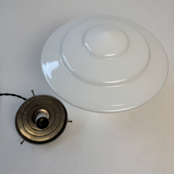 Image 1 of Antique Art-Deco Vintage Opaline Hanging Lamp