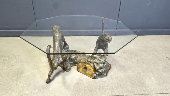 Image 1 of Bronze leopard coffee table, 1970s 