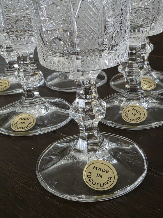 Image 1 of Set of 6 vintage crystal glasses (shot/liqueur) Kristal Zaječar