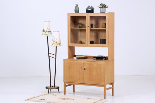 Vintage display cabinet 60s | Mid - Century glass cabinet retro shelf wood storage #05-92