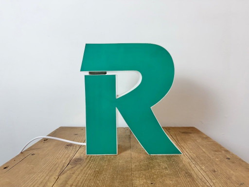Lettre R lumineuse verte vintage, années 1970 – decoratieve objecten, Plastic (photo 2 of 16)