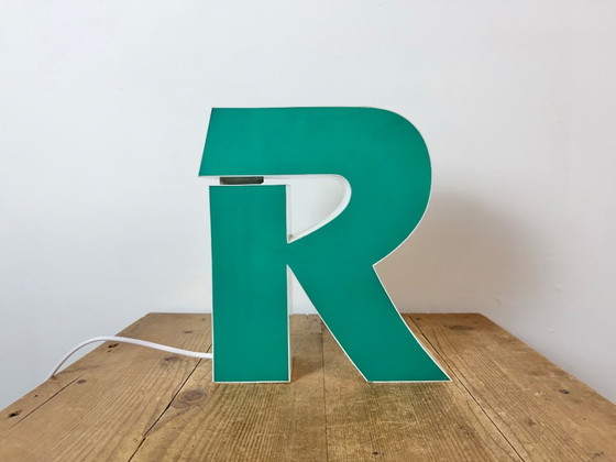 Lettre R lumineuse verte vintage, années 1970 – Objets déco, Plastic (photo 2 of 16)