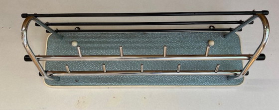 Image 1 of Vintage wall coat rack with chrome hooks