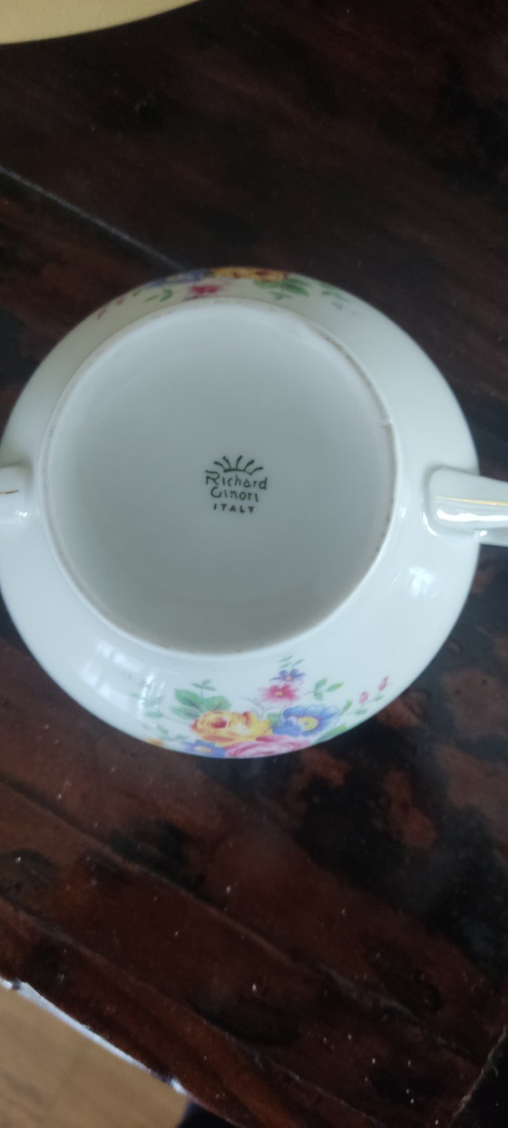 Image 1 of Richard Ginori "Antico Doccia" stijl suikerpot - goud en bloemen