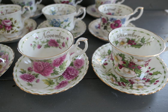 Image 1 of Tazza e piattino Royal Albert Fiore del mese 12 x
