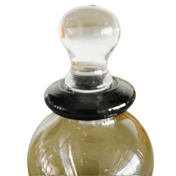Image 1 of Flacon de parfum vintage en verre gris transparent soufflé à la main, années 1950