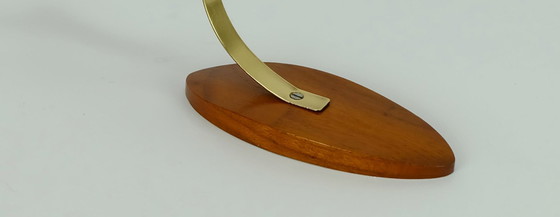 Image 1 of Beautiful Elegant Mid Century Wood Figurine Fish Dolphin Cherrywood Brass 1950s Deco