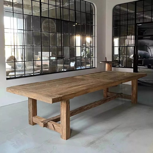 Kingstone Boerderijtafel in Antiek Massief Eiken - 300 cm lang