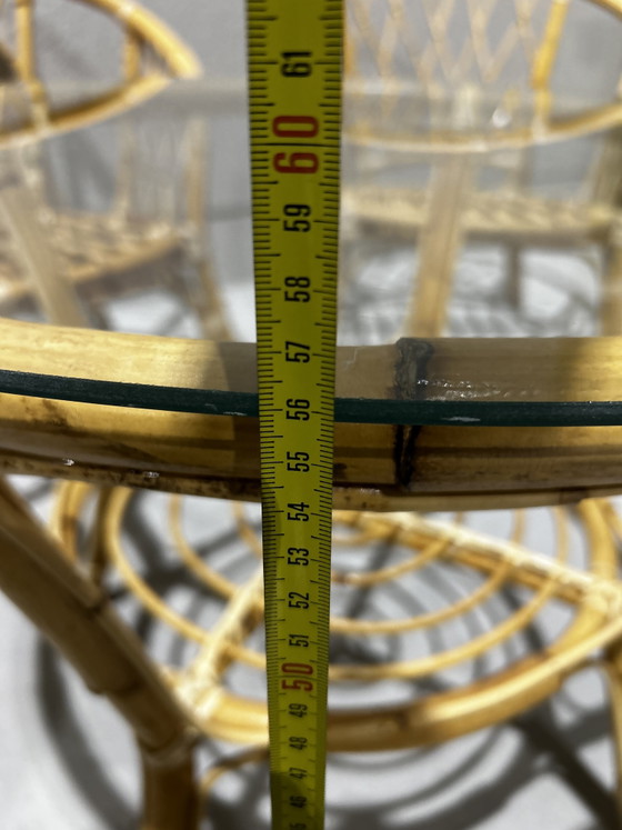 Rotan set – Vintage, Zithoek, Glass, Rattan (photo 8 of 12)