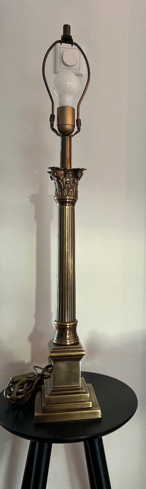 Lampada da tavolo in ottone colonna XXL (85 cm), stile Hollywood-Regency