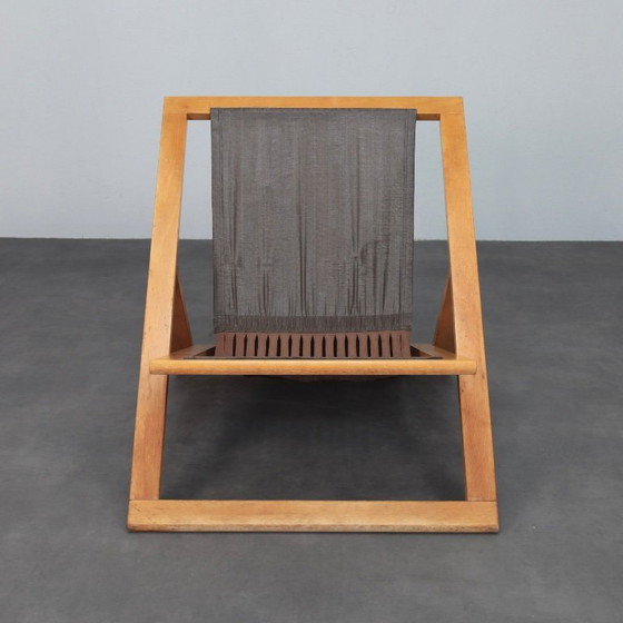 Image 1 of Modernist Folding Lounge Chair with Wooden Frame, 1970s