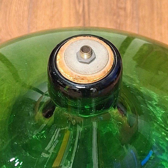 Image 1 of Vintage Emerald Green Glass Fermentation Bottle or Floor Vase 'Dame Jeanne'