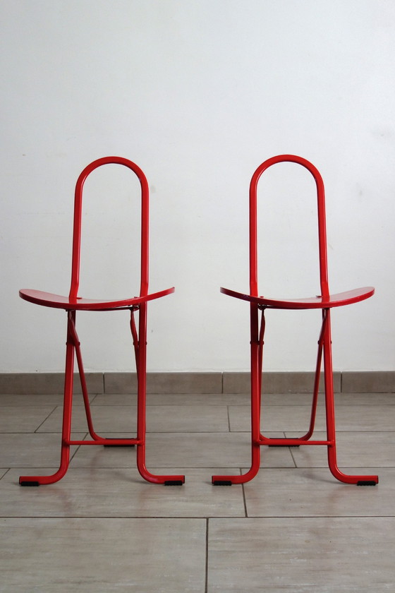 Image 1 of 2 Chaises Pliantes avec Support Gastone Rinaldi pour Thema, Années 70/80