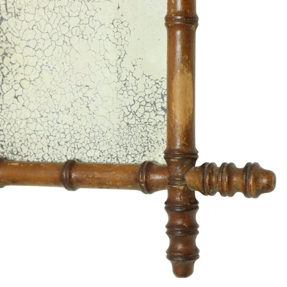 Image 1 of Antieke Houten Faux Bamboe Spiegel