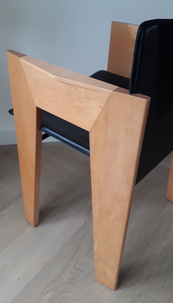Image 1 of Arco Dining Chair design wooden leather chair Arnold Merckx