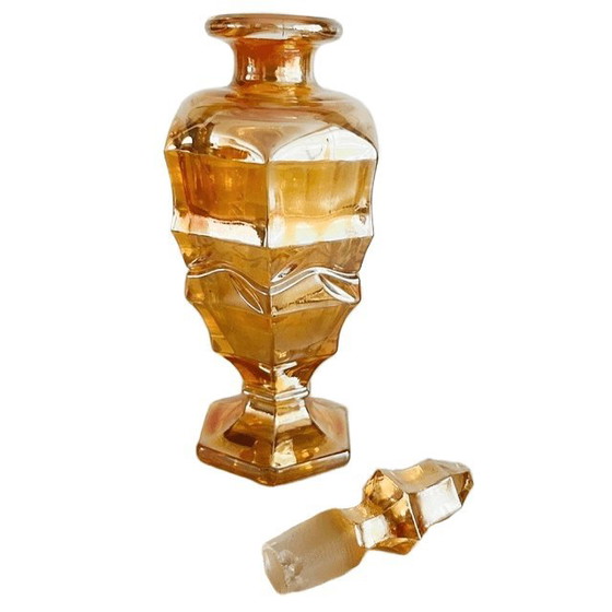 Image 1 of Vintage karafje Jeanette Carnival glas parfumflesje perzik 1930's