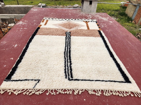 Image 1 of Groot Beni Ouarain tapijt 300x206 cm – Handgemaakt Marokkaans wollen tapijt – Neutraal Berber geometrisch ontwerp