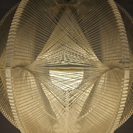 Image 1 of Vintage design Space-Age Paul Secon nylon draad hanglamp Sompex (70s) Spiderweb Swag lamp