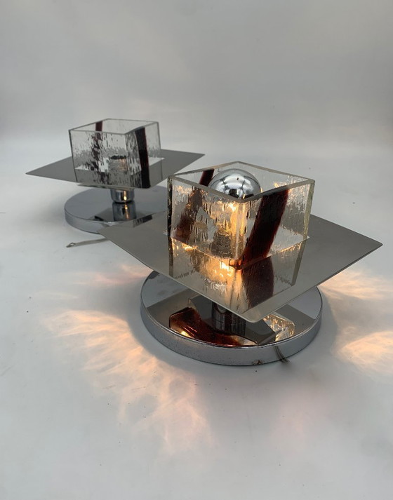 Image 1 of pair of wall lamps attributed to Esperia