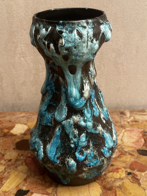Image 1 of Vaso Fat Lava Blue - Atelier du Cyclope Annecy - anni '60 -'70