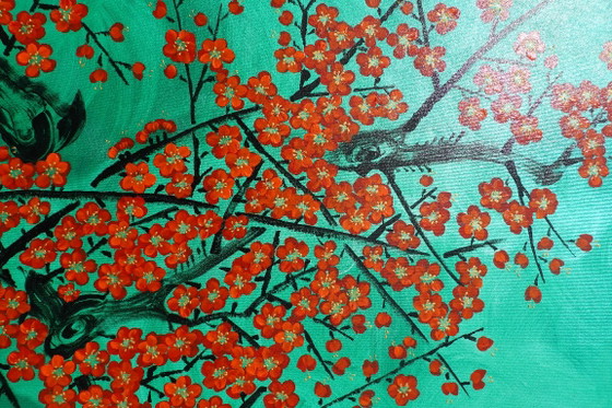 Japanse kraanvogel J510 - origineel schilderij 210cm – Schilderijen & Tekeningen, Canvas (photo 3 of 12)