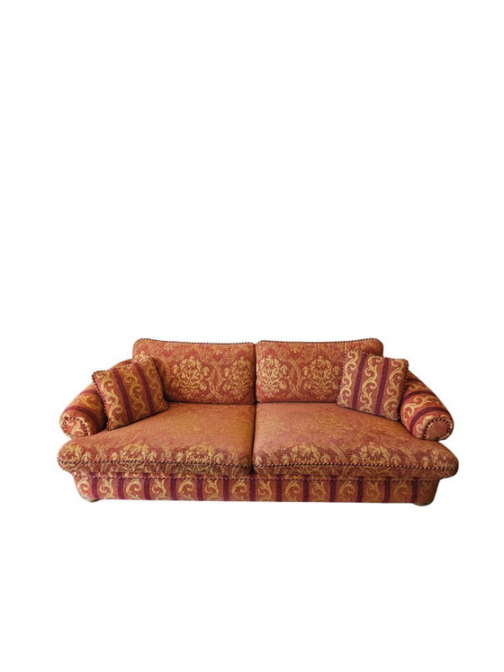 Image 1 of 3-piece Cottage living room set — Red & gold jacquard