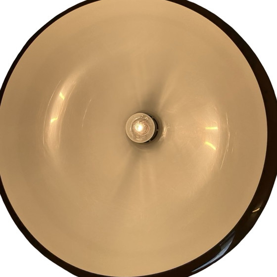 Image 1 of Vintage - Bruin/rookkleurig acryl - Hangende hanger inclusief oprolkoord - Nederlands design, space age - Groot