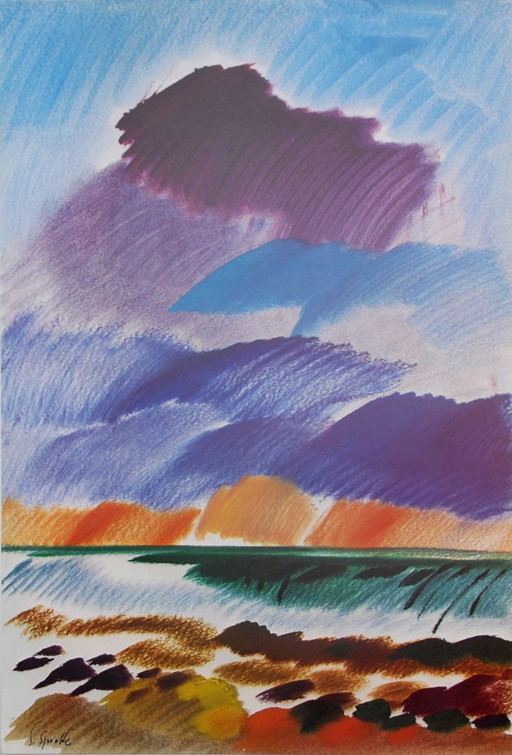 Paysage d'automne par Siegward Sprotte – Estampe expressionniste