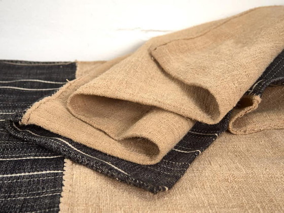 Cojín de lino antiguo a rayas blancas y negras, Cojines, Negro, Rustic (foto 2 de 6)