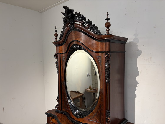 Image 1 of Willem III Mahagoni-Bonheur mit abgeschrägtem Spiegel