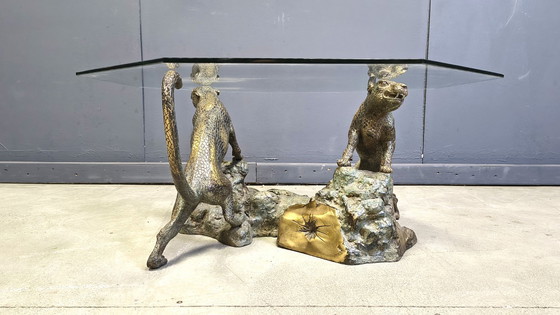 Image 1 of Bronze leopard coffee table, 1970s 