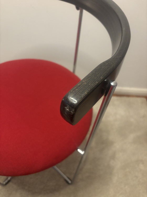 Image 1 of Ensemble de 4 chaises design vintage Soley Kusch & Co, rouge/chrome