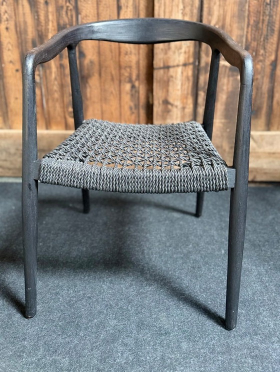 Image 1 of 4 X Castle Line ANAIS armstoel teak ebony, zwarte weving