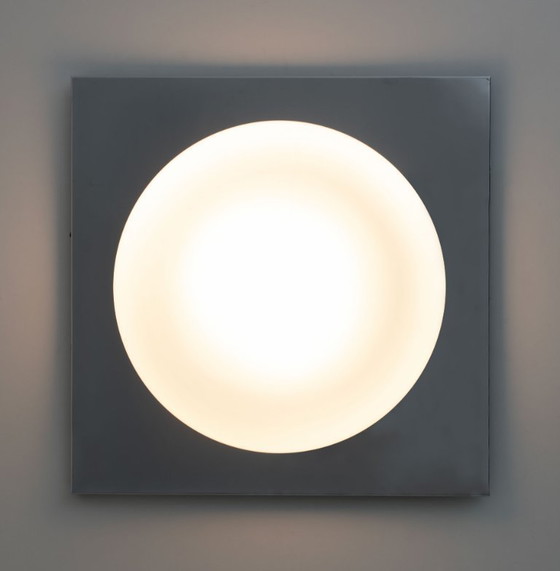 Image 1 of Carlo Nason Mid-century Modern Italian Steel and Murano Glass Wall Lamp, 1970s